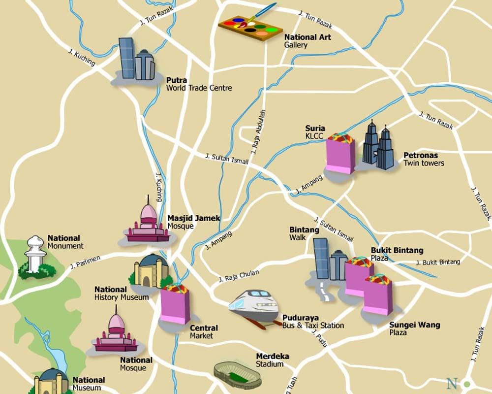 kuala lumpur điểm du lịch bản đồ