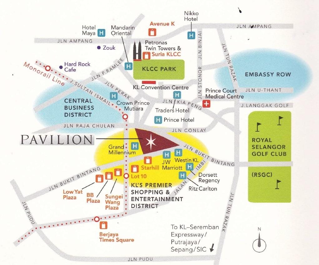 bản đồ pavilion kuala lumpur