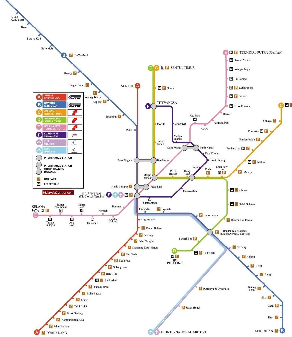 kuala lumpur ánh sáng bản đồ đường sắt