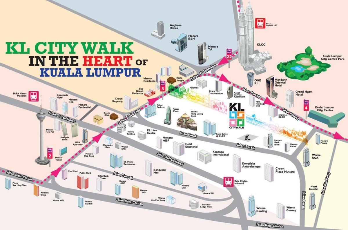kuala lumpur đi bộ bản đồ du lịch