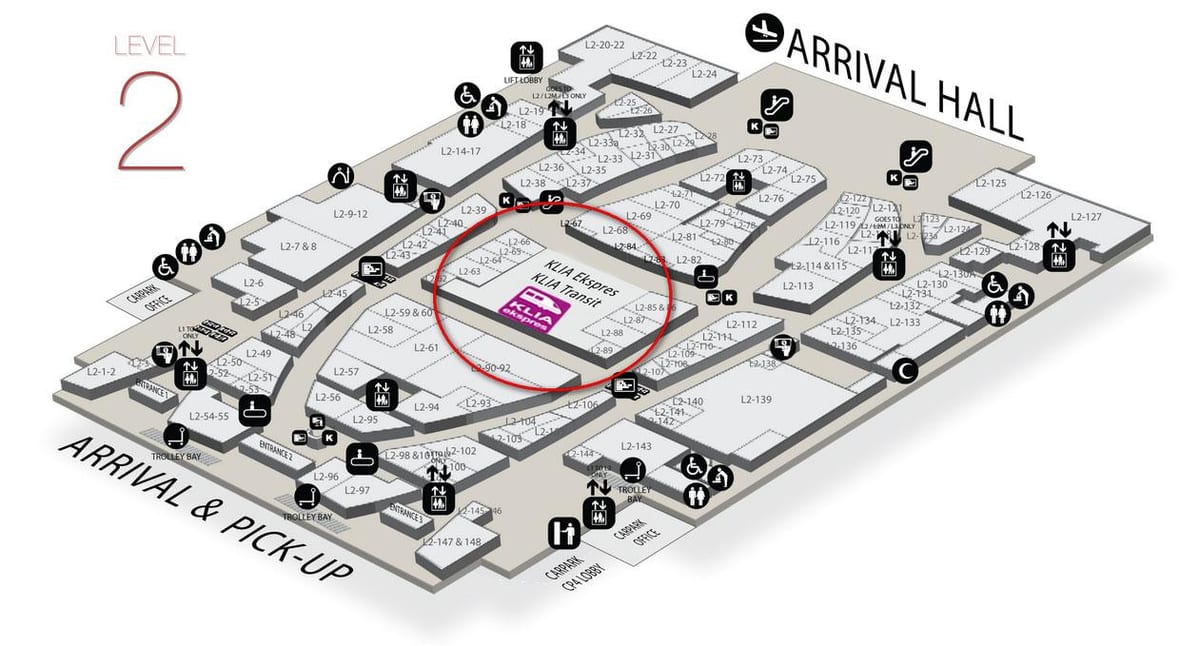 klia2 đến bản đồ